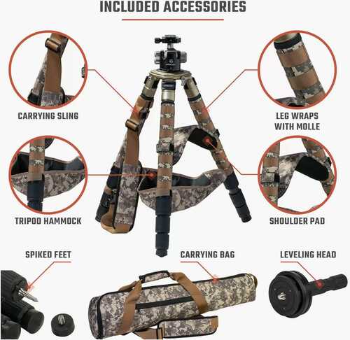 Athlon Midas Cf29 Carbon Fiber Tripod 9" - 65" Camo With Soft Sided Carrying Case