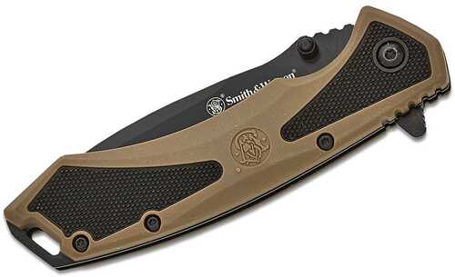 Smith & Wesson Extreme Ops Spring Assist Folding Knife 3-1/4" Drop Point Blade Black Tan