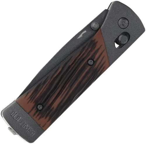 Old Timer Frontier Pivot Lock Folding Knife 3-1/10" Drop Point Blade Wood Box