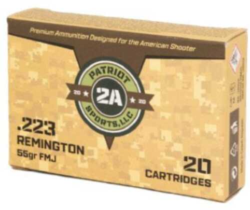 Patriot Sports Rifle Ammunition .223 Rem  55Gr FMJ 3280 Fps 20/ct