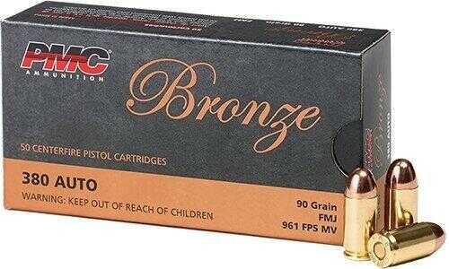 PMC Bronze Handgun Ammunition .380 ACP 90 Gr FMJ 920 Fps 50/Box