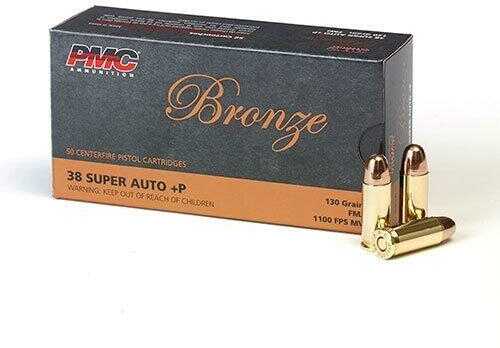 PMC Bronze Handgun Ammunition .38 Super +P130 Gr FMJ 1100 Fps 50/Box