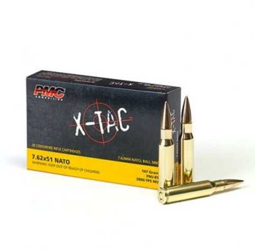 PMC X-Tac Rifle Ammunition .308 Win (7.62x51) 147Gr FMJ-BT 2800 Fps 20/ct
