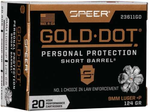 SPEER 9MM+P 124GR HP SHT BRL 20/BX