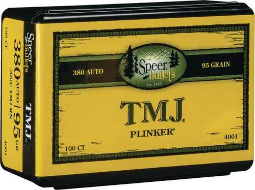 Speer TMJ Handgun Bullets 9mm/.380 ACP .355" 95 Gr TMJ-RN 100/ct