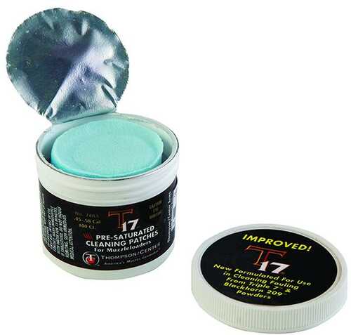 Thompson Center .45 & .50 Cal Muzzleloader T17 Pre-Saturated Cleaning Patches - 100/ct