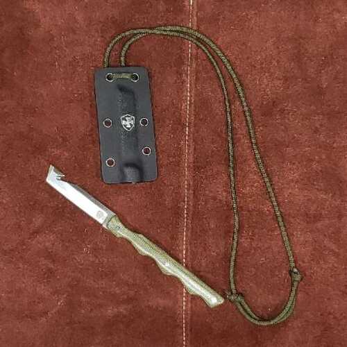 Templar Neck Knife OD Green Powder D2 Tanto Silver