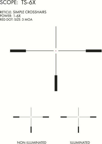 US Optics TS Series TS-6X Rifle Scope - 1-6x24mm 30mm SFP Simple Crosshair