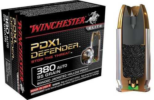 Winchester PDX1 Defender Handgun Ammunition .380 ACP 95 Gr 1000 Fps 20/Box