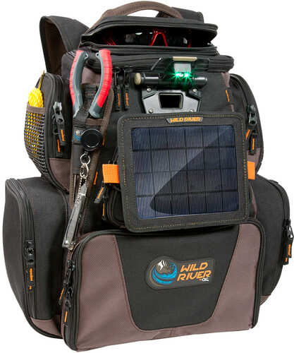 Wild River Tackle Tek&trade; Nomad XP&trade; Lighted Backpack w/USB Charging System, SP01 Solar Kit & Trays