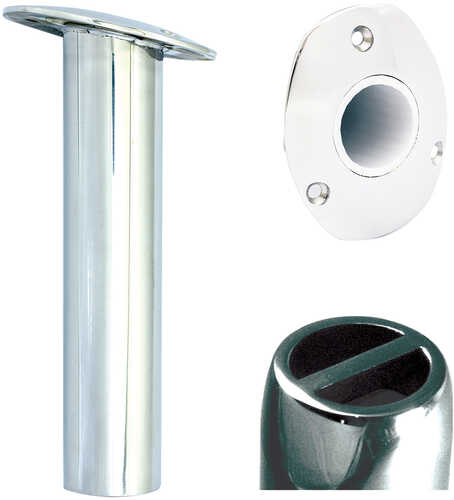 Tigress Oval Head SS Gunnel Mount Rod Holder - 15° - 9"