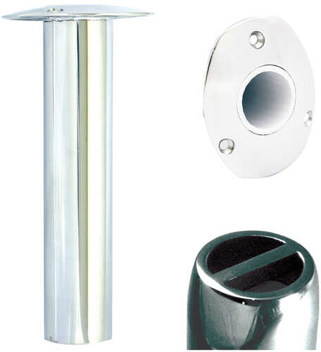 Tigress Oval Head SS Gunnel Mount Rod Holder - 0° - 10-1/2"