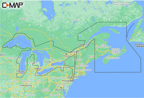 C-MAP M-NA-Y201-MS Great Lakes To Nova Scotia REVEAL&trade; Coastal Chart