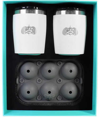 Toadfish Non-Tipping 10oz White Rocks Tumblers w/Ice Ball Tray - 2