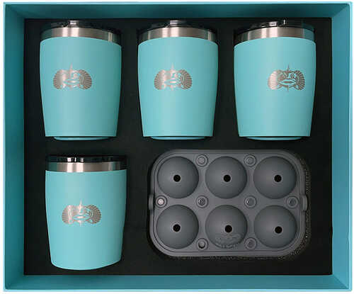 Toadfish Non-Tipping 10oz Teal Rocks Tumblers w/Ice Ball Tray - 4