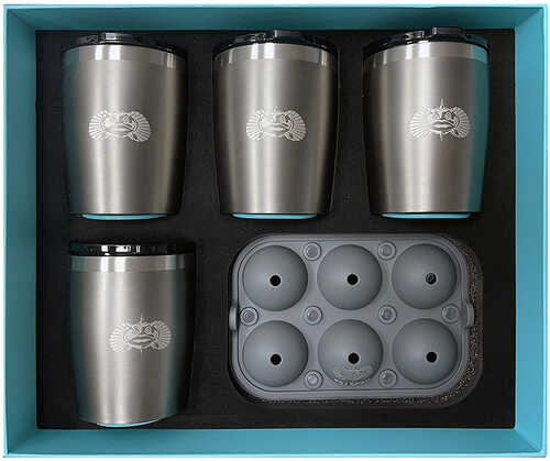 Toadfish Non-Tipping 10oz Graphite Rocks Tumblers w/Ice Ball Tray - 4