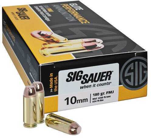 10mm 180 Grain Full Metal Jacket 50 Rounds Sig Sauer Ammunition