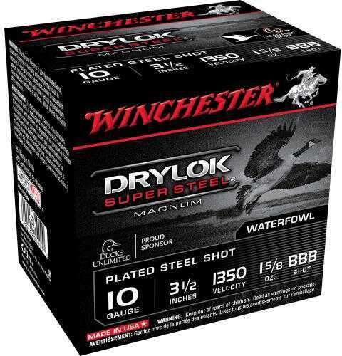 10 Gauge 3-1/2" Steel BBB  1-5/8 oz 25 Rounds Winchester Shotgun Ammunition