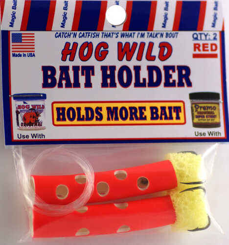 Magic Catfish Bait Hogwild Red Baitholder Tube 2Cd