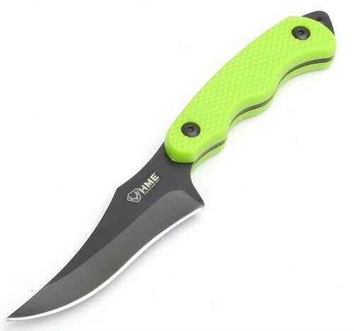 HME HMEKNFBCK Fixed Blade 2.5" 420HC Stainless Steel Black Oxide Caper Thermoplastic Rubber Green