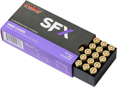 PMC SFX Premium Ammo 9mm SFX HP 124 gr. 20 rd. Model: 9SFX