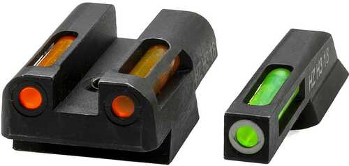HiViz CZN421 LiteWave H3 Fiber-Optic Sight Set Green Tritium/White Outline W/ Litepipes Orange Fits CZ 75, 85, P-01