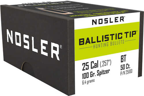 Nosler Ballistic Tip Hunting Bullets .25 Cal. 100 gr. Spitzer Point 50 pk. Model: 25100