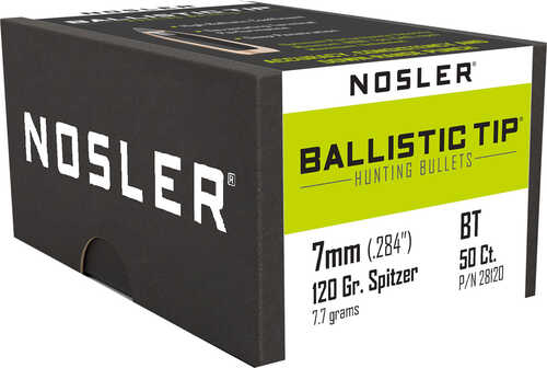 Nosler Spitzer Hunting Ballistic Tip 7MM Caliber 120 Grain 50/Box Md: 28120 Bullets
