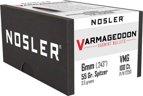 Nosler Varmageddon Bullets 6mm 55 gr. FB Tipped 100 pk. Model: 17250