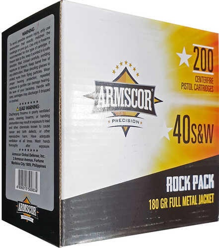 Armscor Range Rock Pack Pistol Ammo 40 S&W 180 gr. FMJ 200 rd. Model: 50083