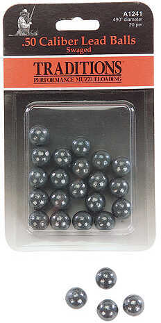 Traditions A1241 Rifle 50 Cal Lead Ball 177 Gr 20