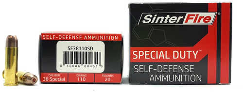 Sinterfire Special Duty Pistol Ammo 38 Special. 110 Grain. Hp 20 Round. Model: Sf38110sd