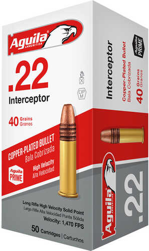 Aguila Special Interceptor Rimfire Ammo 22 LR. 40 gr. Solid 50 rd. Model: 1B220320