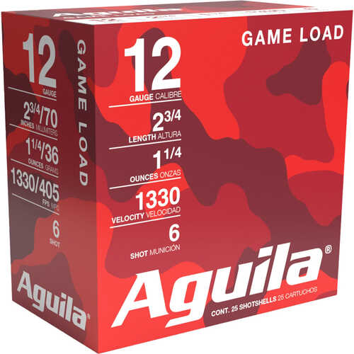 Aguila High Velocity Shotgun Game Load 12 ga. 2.75 in. 1 1/4 oz. 6 Shot 25 rd. Model: 1CHB1206