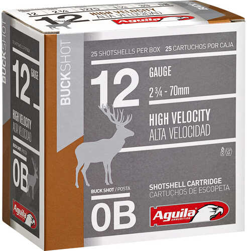 Aguila High Velocity Shotgun Game Load 12 ga. 2.75 in. 0 Buck Shot 25 rd. Model: 1C1200BA