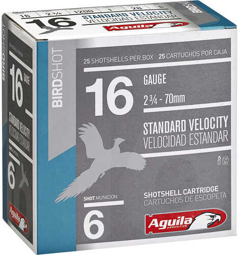 Aguila Standard Velocity Shotgun Game Load 16 ga. 2.75 in. 1 oz. 6 Shot 25 rd. Model: 1CHB1616