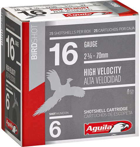 Aguila High Velocity Shotgun Game Load 16 ga. 2.75 in. 1 1/8 oz. 6 Shot 25 rd. Model: 1CHB1606
