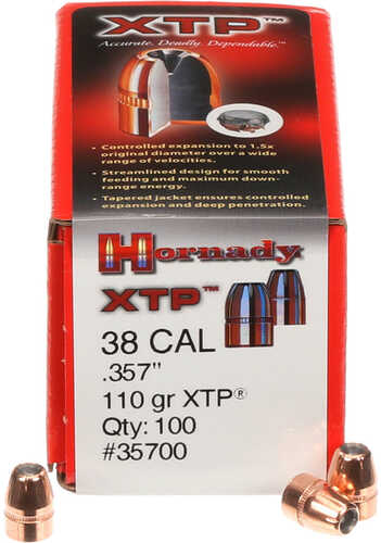 Hornady Traditional Pistol Bullets 38 cal. .357 110 gr. XTP 100 box Model: 35700