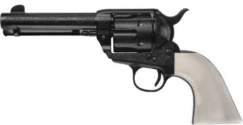 Pietta 1873 GWII The Shootist Revolver 45 LC 4.75 in. Laser Engraved Blue Ultra Ivory Model: GW45LEB434NMUI