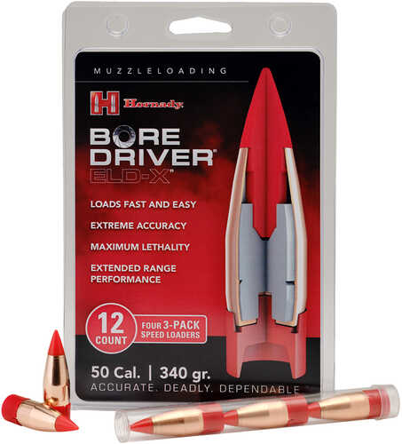 Hornady Bore Driver Muzzleloader Bullet 50 cal. 340 gr. Bore Driver ELD-X 12 rd. Model: 67714