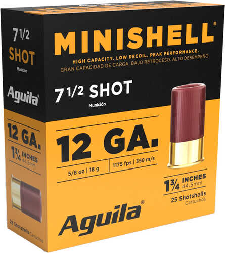 Aguila Minishell Shotgun Load 12 ga. 1.75 in. 5/8 oz. 7.5 Shot 25 rd. Model: 1CHB1387