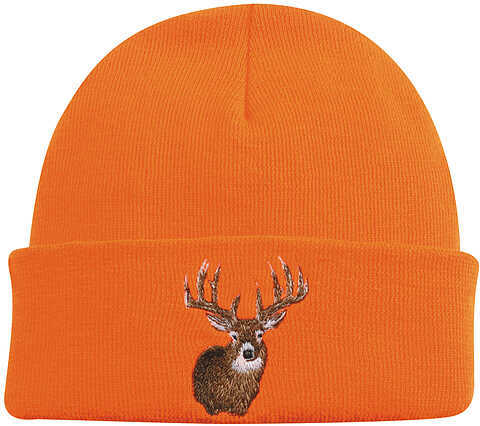 Outdoor Cap Knit Watch Cap Blaze Orange w/Deer One Size Model: KW03DH