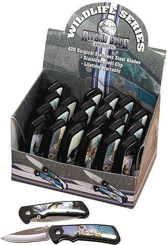 River's Edge Wildlife Lockblade Pocket Knives 24Pc Display 4'' Closed