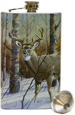 River's Edge Stainless Steel Pocket Flask - Deer 9Oz.