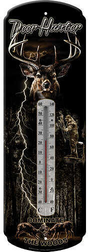 Rivers Edge Dominate The Woods Thermometer Tin Indoor/Outdoor 17x5