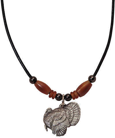 Little D Full Strut Turkey Pendant Necklace W/Brown Horn 20" 7/8"X5/8"