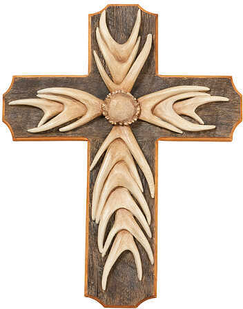 BSC 17" Faux Antler Wall Cross 13.25"X16.25"