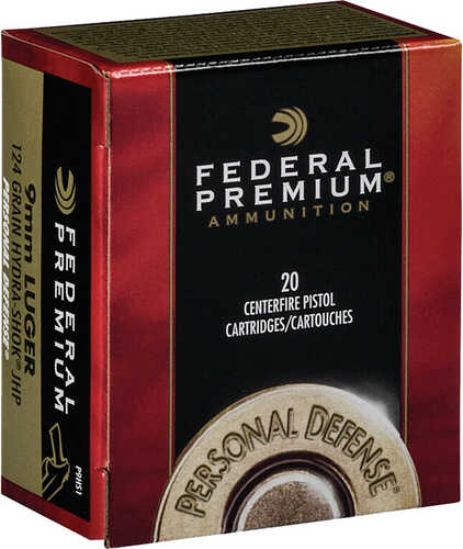 Federal Premium Personal Defense Pistol Ammo 9mm Luger 124. Hydra-Shok Jacketed HP 20 rd. Model: P9HS1