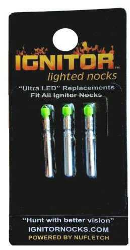 NuFletch Ignitor Replacement Bulb Nock Green Universal 3pk. Model: REP-BLB-GRN/3PK