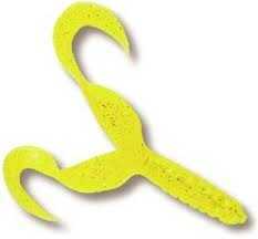 Mister Twister Double Tail 4In 10Pk Chartreuse Silver Flake Md#: DT10-10S